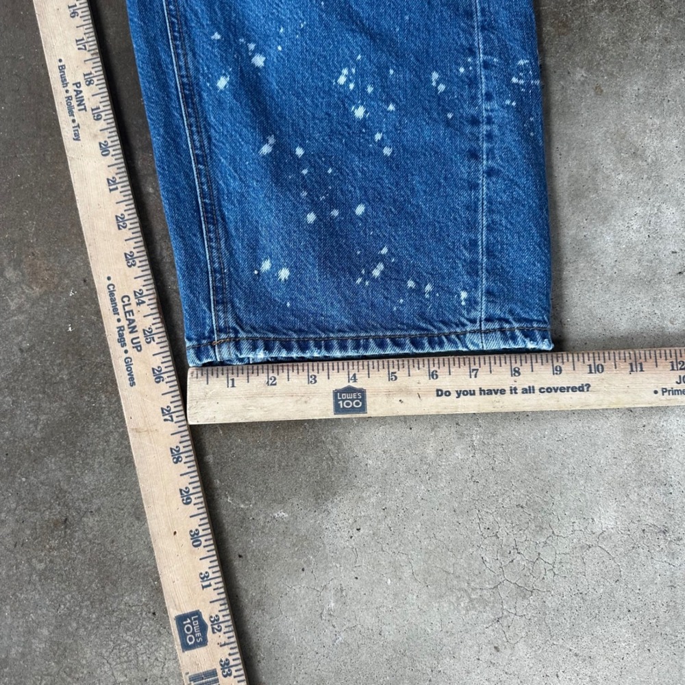 Free People Moxie Jeans Women 28 Blue Distressed Paint Splatter Rope Belt Barrel - Picture 7 of 9